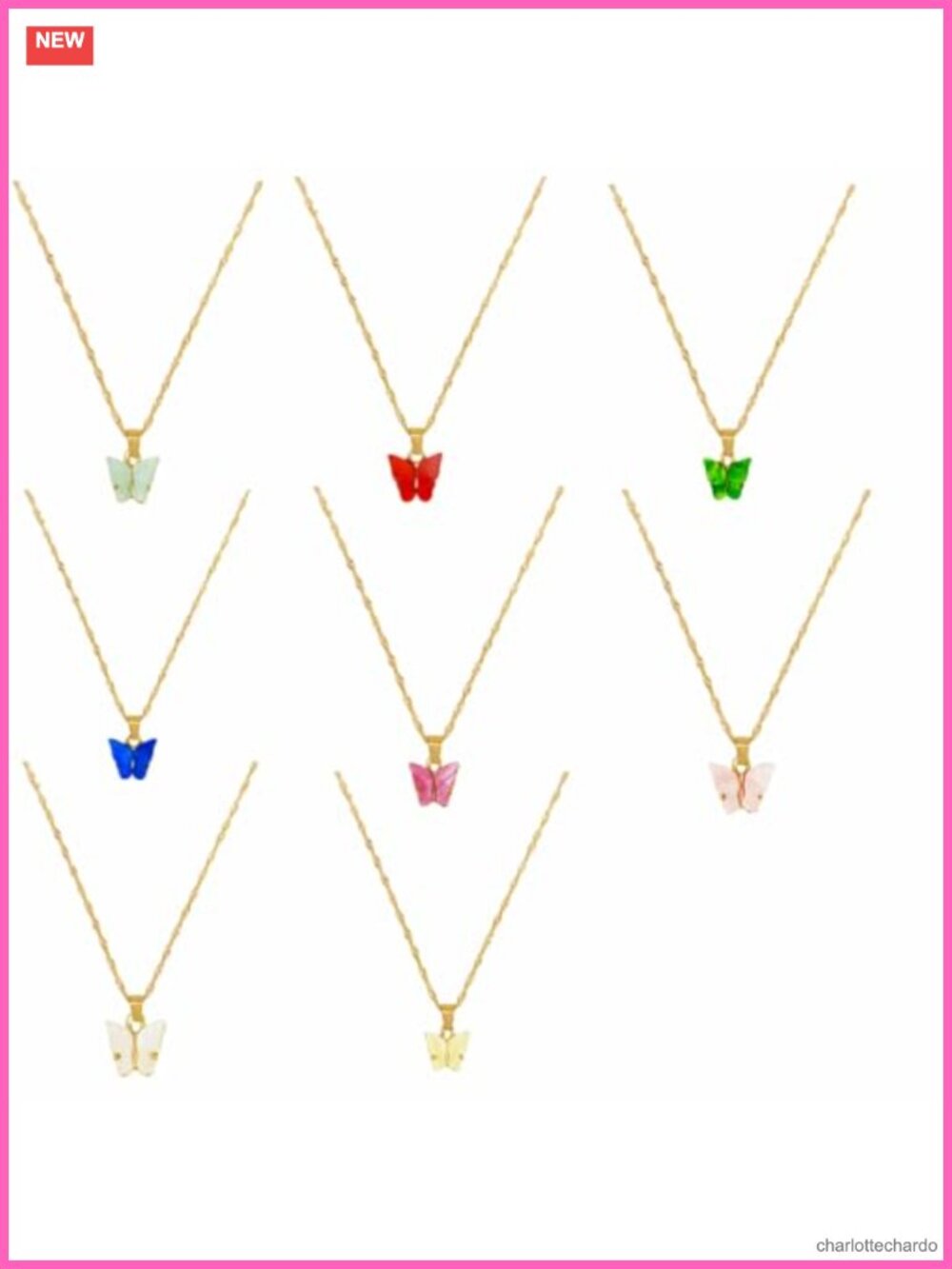 Butterfly Pendant Necklace Set Acrylic Layered Choker Jewelry Gift for Her